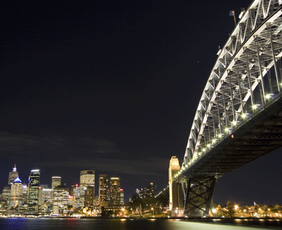 Sydney Bridge and Sydney sparkling at night