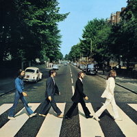 Beatles in zebra crossing, London from Abbey Road cover