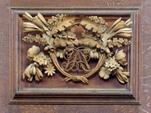 Door carved with leaves