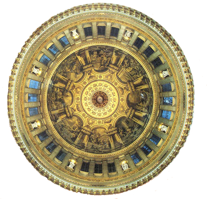 looking up into St Paul's dome
