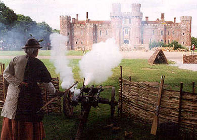 Reenactment of 16th century attack on castle with cannon