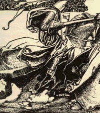 Knight riding into combat