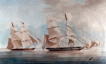 HMS Black Joke firing on a slaver