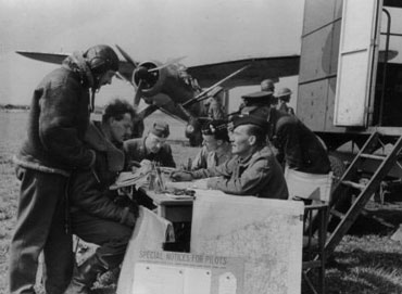 RAF pilots right after landing during World War II