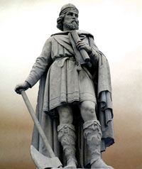 ALFRED with scroll and axe