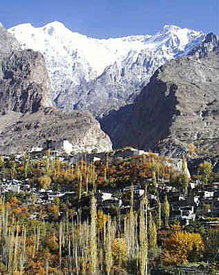 Hindu Kush village and mountains