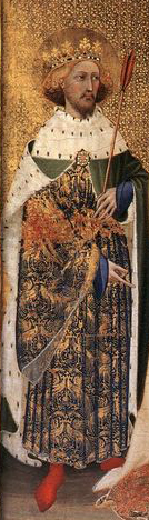 Edmund in robes with a red arrow