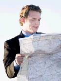 Man looking at site map
